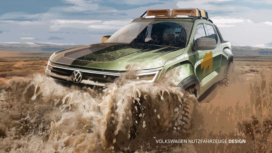 Volkswagen zeigte den neuen Amarok auf Skizzen.